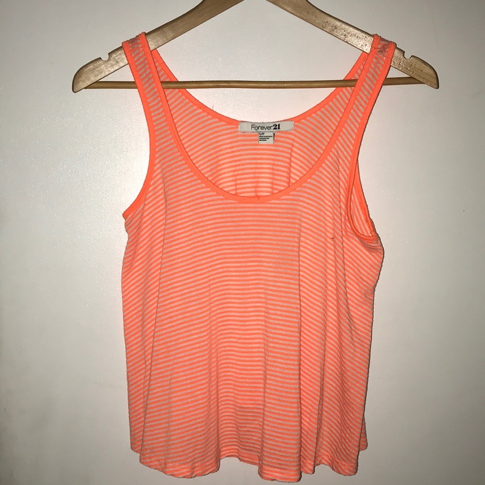 Forever21 Neon Orange Striped Crop Top